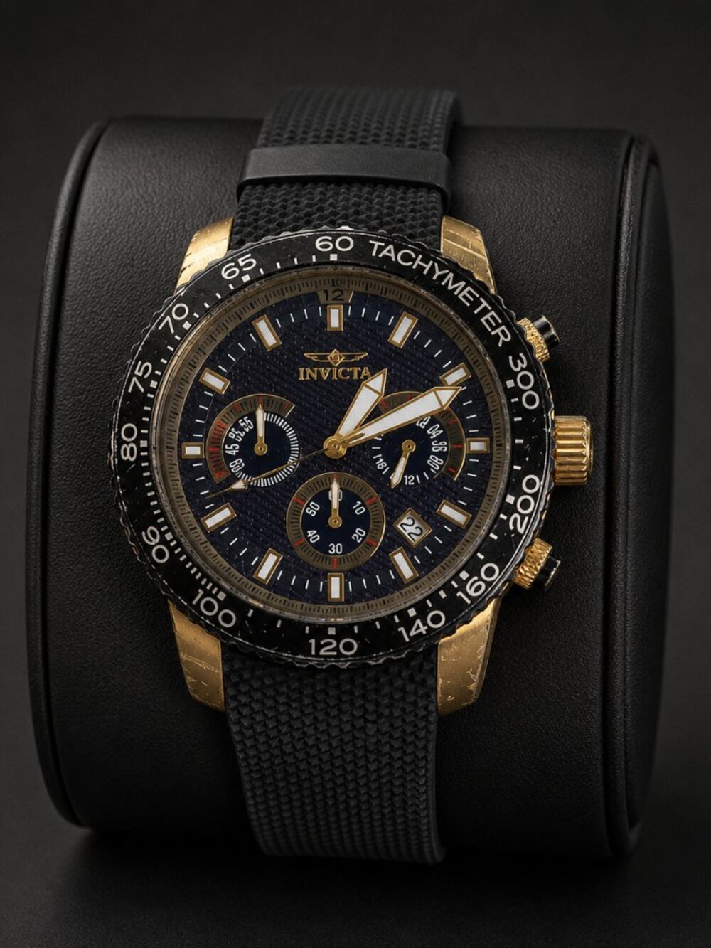 Invicta Specialty 30774 Chronograph Blue Dial Gold Tone Watch